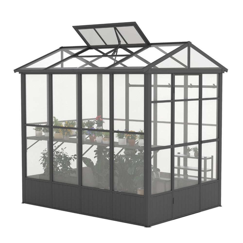 English Elm 6.5x8ft Outdoor Aluminum Polycarbonate Greenhouse Auto Vent Backyard Garden Walk-in W1859P346464