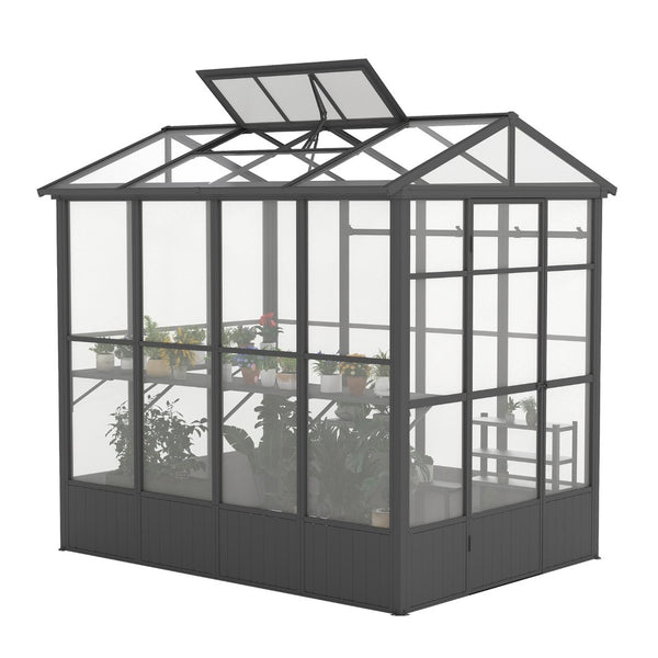 English Elm 6.5x8ft Outdoor Aluminum Polycarbonate Greenhouse Auto Vent Backyard Garden Walk-in W1859P346464