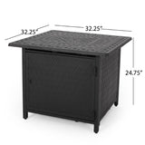 Christopher Knight Home® - Noble House - Aspen Outdoor Square Aluminum Fire Pit, Matte Black