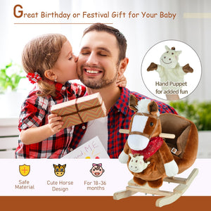 English Elm Qaba Giraffe Plush Toddler Rocking Ride on Toy with Sound and Safety Belt W2225P200532
