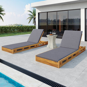 English Elm Christopher Knight Home® - Lounge Chaise Set - Elegant Acacia Wood With Water-Resistant Cushions For Ultimate Outdoor Comfort N770P272405T_N770P253018G