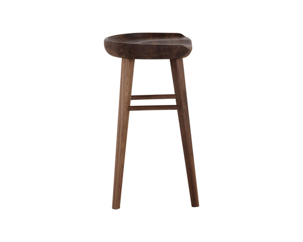 Sunpan Dominic Counter Stool - Solid Oak Craftsmanship with Sculpted Seat for Elegant Modern Spaces Walnut