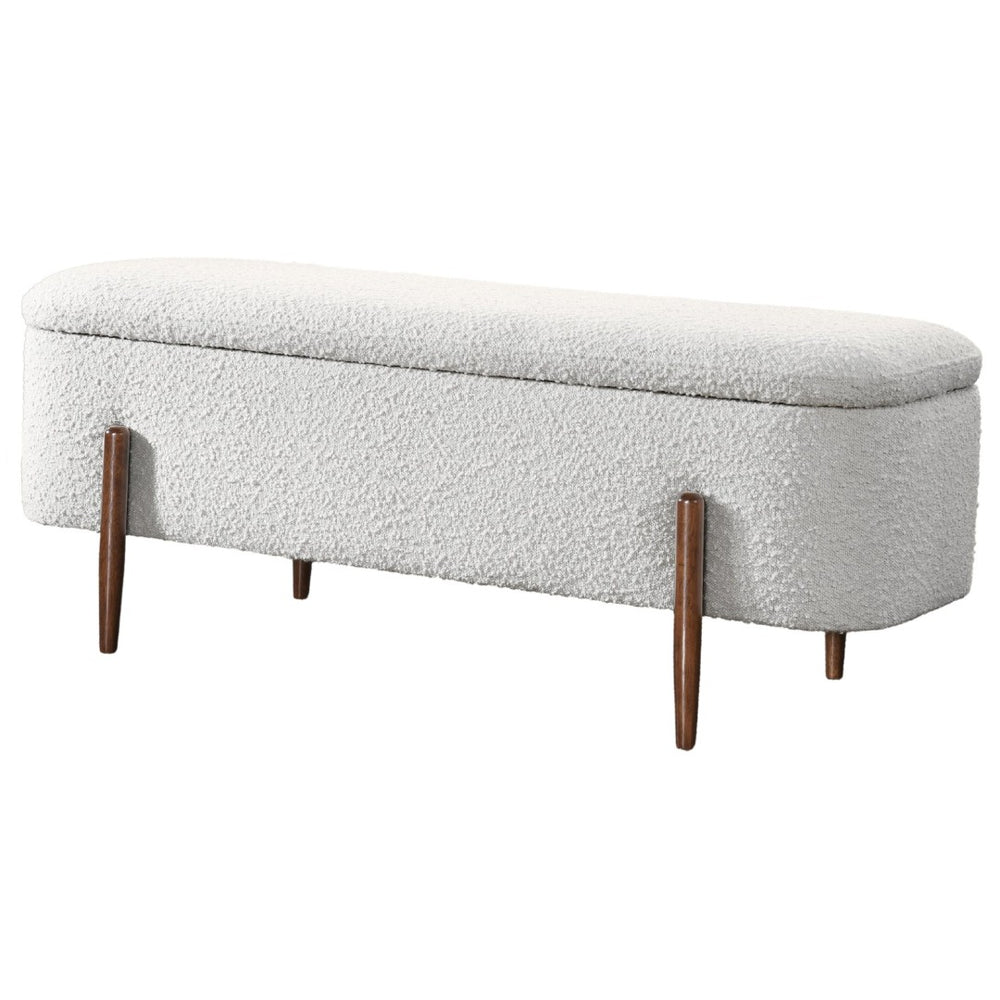 English Elm Sarna Boucle Upholstered Storage Bench with Lift Top for Bedroom or Entryway B183P255305