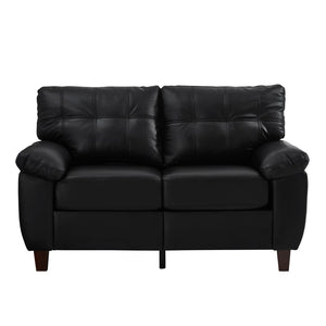 English Elm 59" Club Style Tufted Pu Leather Loveseat with Hidden Storage and Wide Padded Armrests Black W1097S00243