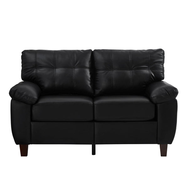 English Elm 59" Club Style Tufted Pu Leather Loveseat with Hidden Storage and Wide Padded Armrests Black W1097S00243