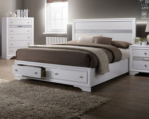 English Elm Contemporary Full Size Bed With Drawers - Sleek White Panel Headboard & Modern Storage Solution B2741S00061