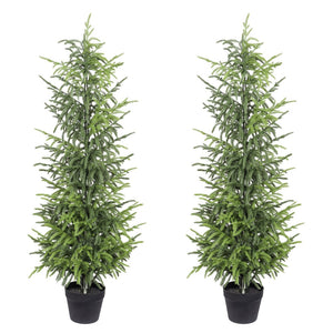 English Elm 5' Artificial Pine Tree Set of 2 with Real Touch Foliage in Sleek Black Pots W3912P437637