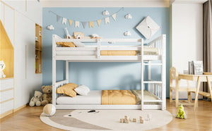English Elm Twin Over Kids Bunk Bed Solid Pine Frame Gray Finish with Safety Guardrail N708P242163K