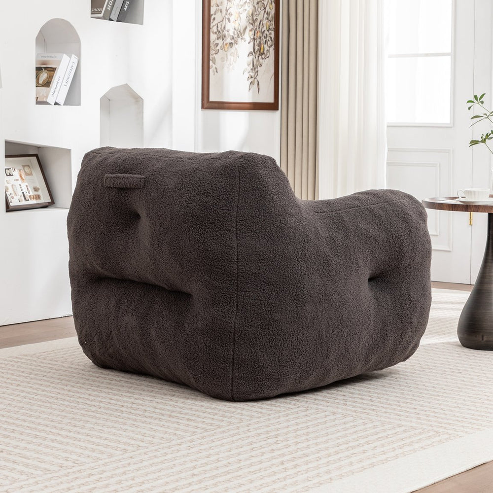 English Elm Bean Bag Chair Memory Foam Sofa with Armrests Removable Cover Non-Slip Base Cozy Lounger for Adults Dark Gray W2200P266291