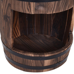 English Elm Outsunny Rustic Barrel Garden Fountain with Planter Fir Wood Steel Farmhouse Decor W2225P174537