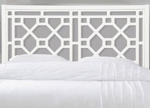 English Elm Tabor Chippendale White Headboard - Elegant Adjustable Design For Queen & Full Beds, Easy Assembly B05063814-GIGA