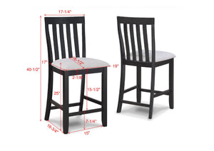 English Elm 2pc Black/Light Gray Counter Height Chairs Slat Back Wooden Seats Set of 2 Modern Dining Accents B011P257337
