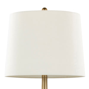 English Elm Pebble 29" Contemporary Metal Table Lamp with Teardrop Base and White Linen Shade, Set of 2 Gold B202P224114