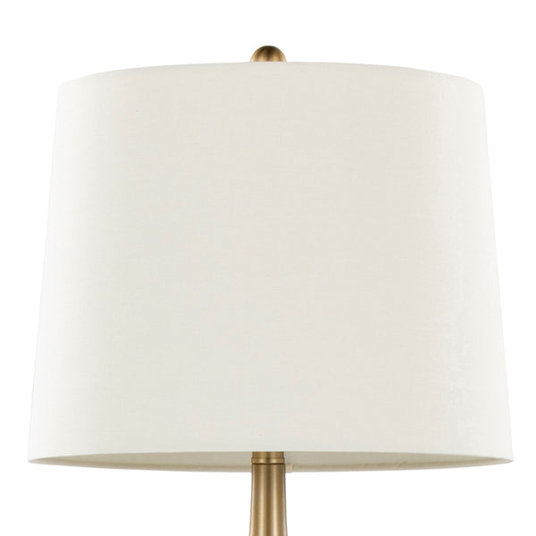 English Elm Pebble 29" Contemporary Metal Table Lamp with Teardrop Base and White Linen Shade, Set of 2 Gold B202P224114