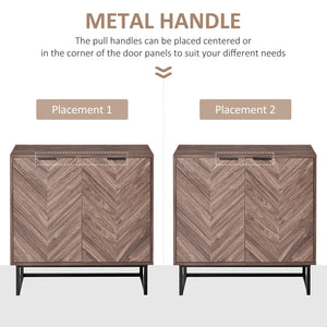 English Elm Homcom Modern Walnut Sideboard Buffet Cabinet With Chevron Doors, Adjustable Shelf For Stylish Storage W2225P217732