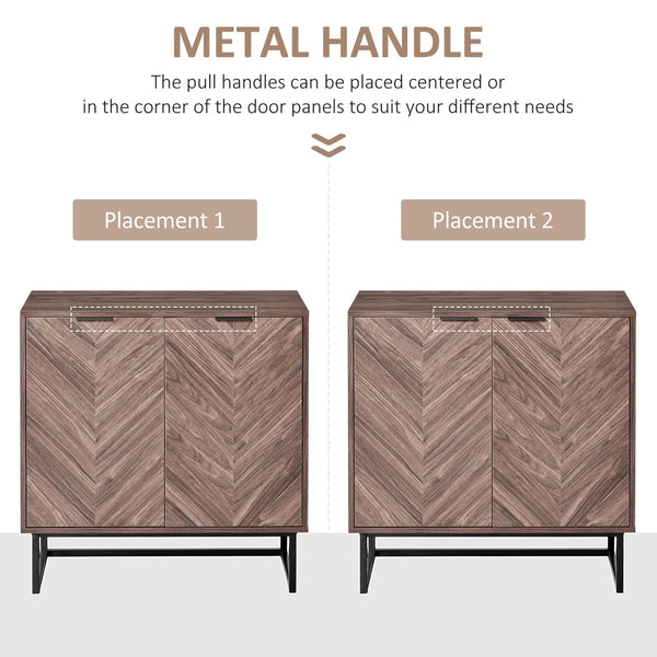 English Elm Homcom Modern Walnut Sideboard Buffet Cabinet With Chevron Doors, Adjustable Shelf For Stylish Storage W2225P217732