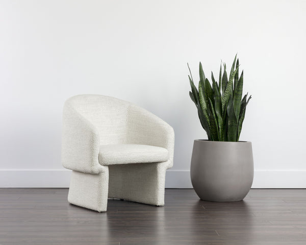 Sunpan Lauryn Lounge Chair - Contemporary Barrelback Design for Modern Living Spaces and Stylish Comfort Merino Pearl
