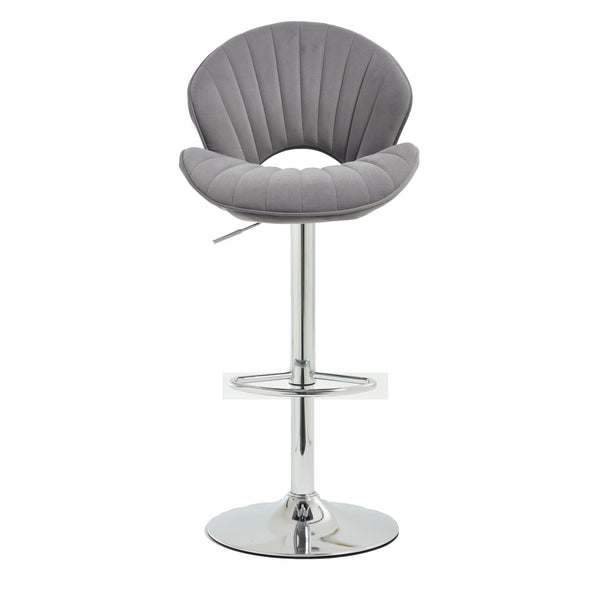 English Elm Bar Stools modern adjustable swivel counter chairs with back and footrest, chrome base for kitchen pub gatherings Grey W1249P386235