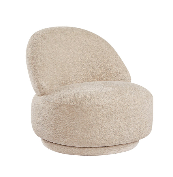 English Elm Accent chair with 360° Swivel, Cloud-Like Upholstery, Compact Space-Saving Design, Supports 260 lbs Beige W820P265188