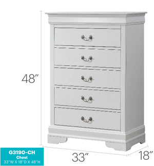 English Elm Louis Elegant Curved-Molding Chest with Carved Base, Dovetail Drawers for Smooth, Space-Saving Storage White 21 L x 36 W x 52 H B078118390