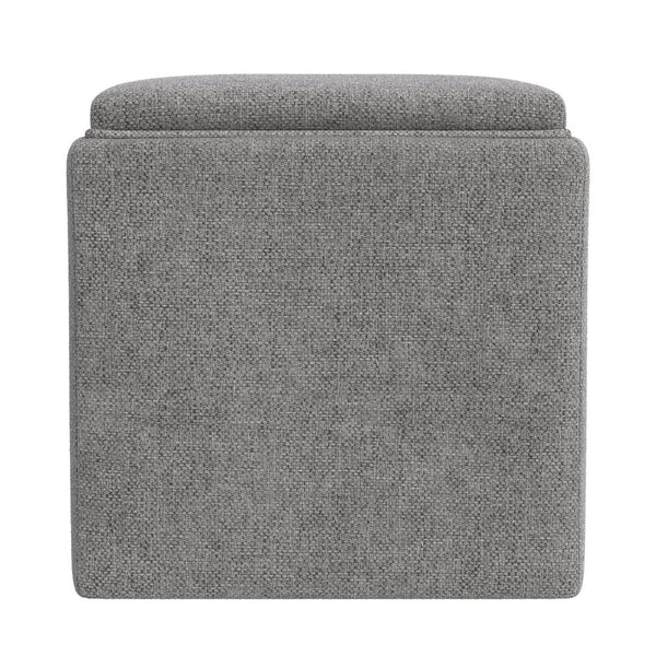 English Elm Soa Square Woven Fabric Storage Ottoman with Lift Off Tray Top for Living Rooms Gray B056P412624