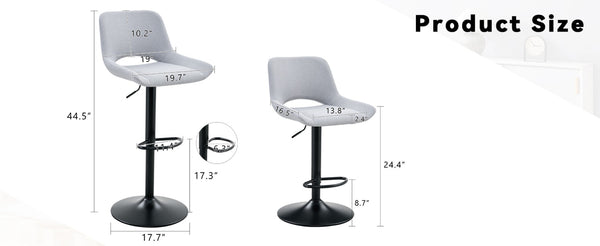 English Elm Set of 2 Pu Leather Barstools with Gold Footrest Curved Back for Kitchen Island W1151P383773