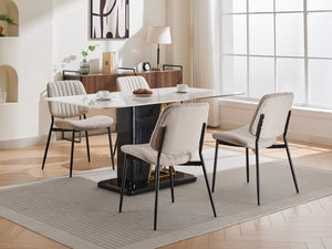 English Elm A&A Furniture Dining Chairs Set Of 2 – Modern Retro Linen Upholstered Comfort For Dining Spaces W1143P194145