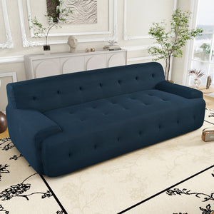English Elm U_Style 86.2" Modern Tufted Upholstered 3-Seat Sofa with Foam+Pocket Spring, Plush Living Room Comfort Dark Blue N711P206619V