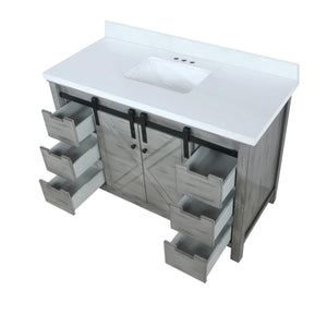 English Elm Ash Grey Bath Vanity 48" W X 22" D - Stylish Cultured Marble Countertop & Ample Storage Solutions B2731P260126