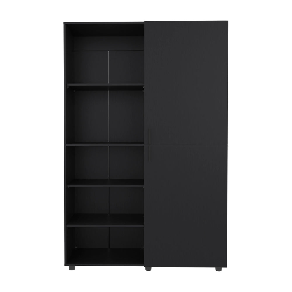English Elm Eco Sleek Two-Door Freestanding Armoire 72" Tall with Hanging Rod & Adjustable Shelves, Black Wenge Finish B070S00368