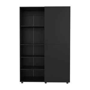 English Elm Eco Sleek Two-Door Freestanding Armoire 72" Tall with Hanging Rod & Adjustable Shelves, Black Wenge Finish B070S00368