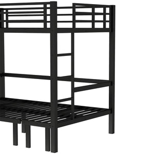 English Elm Full Metal Bunk Bed With Convertible Lower Sofa, Safety Rails & Space-Saving Design In Black Finish W1580S00207