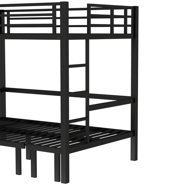 English Elm Full Metal Bunk Bed With Convertible Lower Sofa, Safety Rails & Space-Saving Design In Black Finish W1580S00207