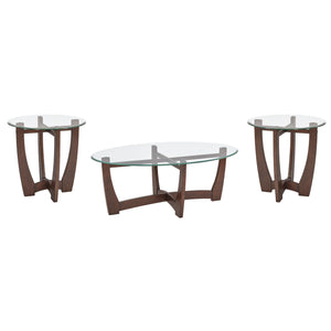 English Elm 23.5" Round Glass Coffee Table with Solid Wood Frame, Tempered Glass Top, Sturdy 220 lb Capacity Cherry W487P317841