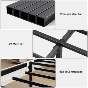 English Elm Fully Floating Bed Frame Antique White+Gray with LED Lights, Hidden Storage, Charging Station, Solid Wood Platform W636P317329