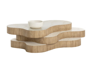Sunpan GEDDES Modernist Coffee Table – Hand-Finished Concrete, Textured Faux Stone, Stylish Indoor & Outdoor Use 112222