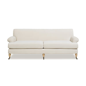 English Elm Jennifer Taylor Home - Alana 88" Lawson Two-Cushion Tightback Sofa in French Performance Velvet with Removable Zippered Covers Beige B2719P238317