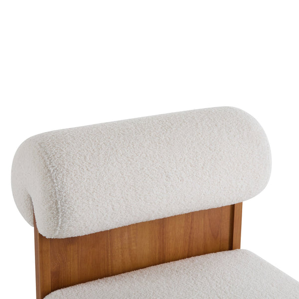 English Elm Christopher Knight Home® - Modern Boucle Lounge Chair with Rolled Backrest and Solid Wood Frame for Cozy, Durable Comfort and Style Beige+Natural N767P256409B