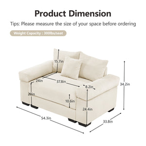 English Elm 54.3" Oversized Cloud Modular Sectional Couch - Luxurious Soft Corduroy, Ergonomic Design & Easy Assembly W714S01282