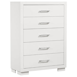 English Elm Polk Five Drawer Chest with Felt Lined Storage and Bracket Feet in Cappuccino Finish B062P447710