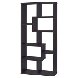 English Elm Geometric Bookcase with 7 Open Shelves for Home Decor, Modern Sturdy Engineered Wood Accent Tower Brown,Cappuccino 71.88 L x 14.14 W x 8.87 H B011P305622