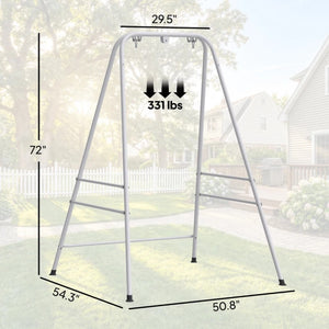 English Elm Outdoor Freestanding Hammock Chair Stand Powder Coated Steel Frame 330 Lb Capacity White T3971P476153