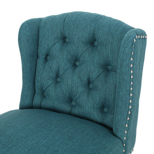 English Elm Christopher Knight Home® - Vienna Tufted Wingback Counter Stools Set of 2 — Button-Tufted Fabric, Nailhead Trim, Rubberwood Frame Teal 64856.00T