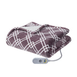 Serta Printed Plush Casual Heated Throw ST54-0148 Plum