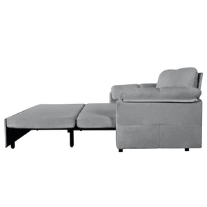 English Elm Convertible Pull Out Sofa Bed Queen Size with Steel Frame, Dual Armrests, Chenille Sleeper Couch with Storage and Casters Grey W3163P269700
