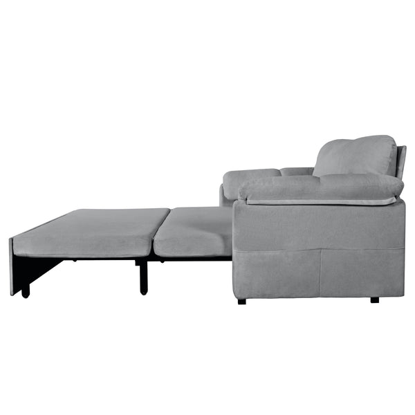 English Elm Convertible Pull Out Sofa Bed Queen Size with Steel Frame, Dual Armrests, Chenille Sleeper Couch with Storage and Casters Grey W3163P269700