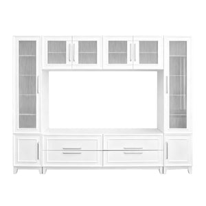 English Elm Vibe Haus Fluted Glass Wall Unit Tall Mdf Entertainment Console for Living Room N893S000011K
