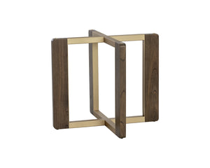 Sunpan Rejane Dining Table Base - Elegant Mindi Wood and Iron Design for Stunning Glass Table Combinations Gold / Raw Umber