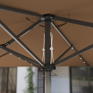 English Elm Outsunny 15ft Rectangle Patio Umbrella Upf30 Plus Dual Vents Crank Outdoor Shade W2225P485534