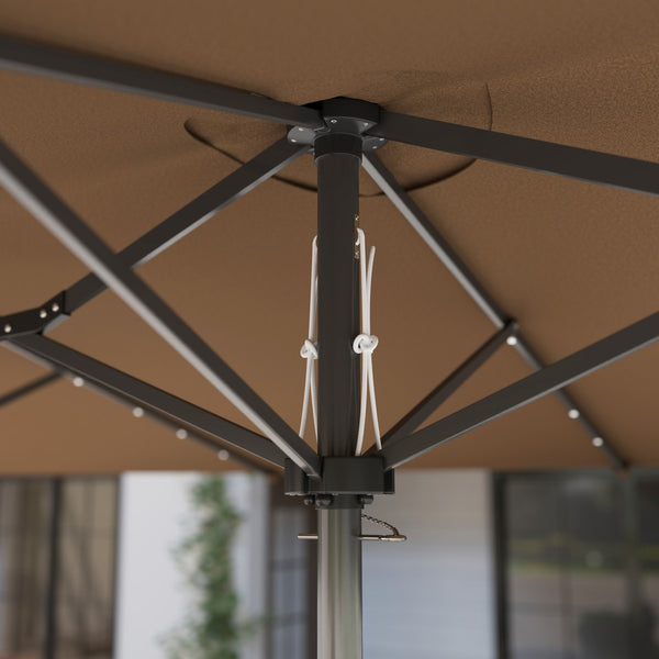 English Elm Outsunny 15ft Rectangle Patio Umbrella Upf30 Plus Dual Vents Crank Outdoor Shade W2225P485534